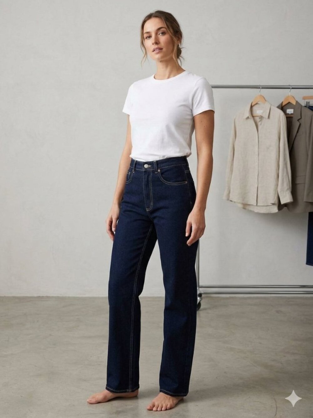 Zara high rise wide leg dark indigo jeans, size 6